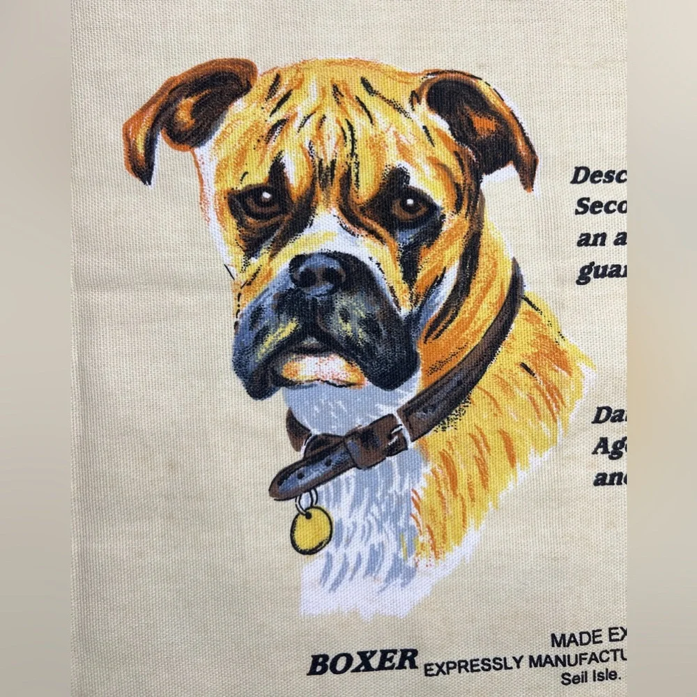 Vintage Every Dog's Prayer Scottish Cotton Tea Towel Illustrated Wall Hanging